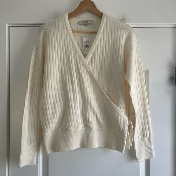 Loft Ribbed Wrap Sweater - S - Picture 4 of 6